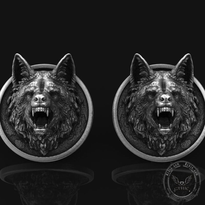 Howling Wolf Pure Tin Cufflinks 03 | Gthic.com