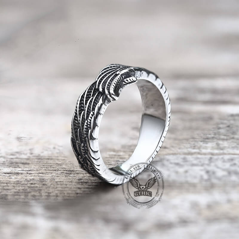 Hugging Angel Wing Stainless Steel Ring | Gthic.com