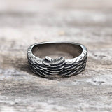 Hugging Angel Wing Stainless Steel Ring 01silver | Gthic.com