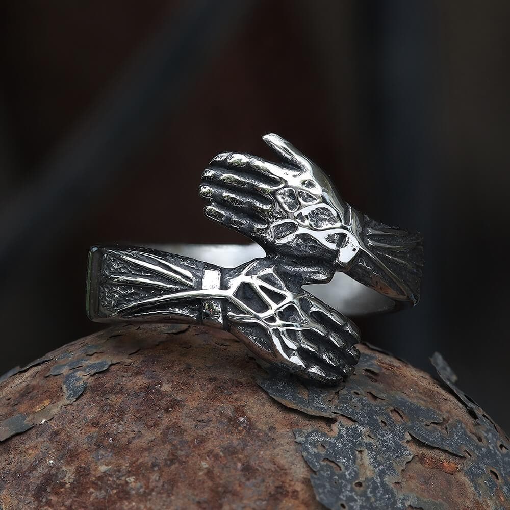 Hugging Hands Stainless Steel Ring