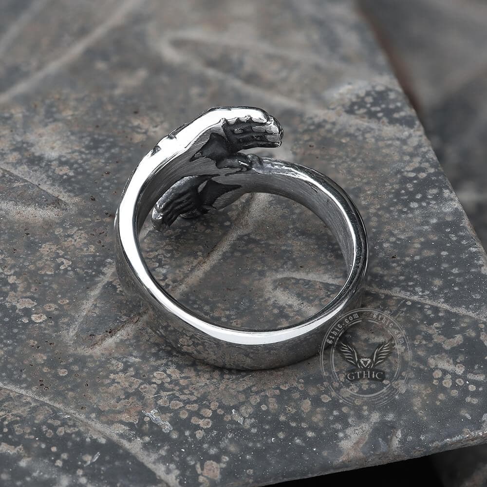 Hugging Hands Stainless Steel Ring