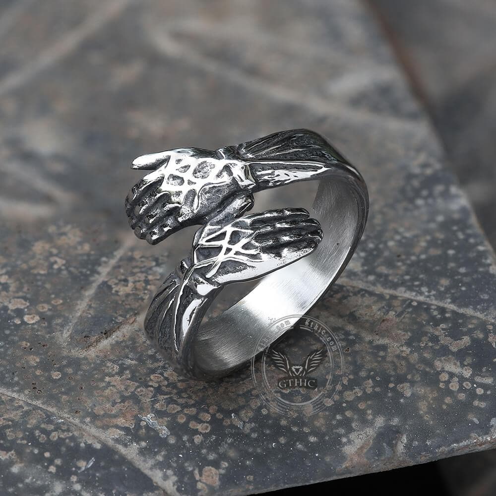 Hugging Hands Stainless Steel Ring