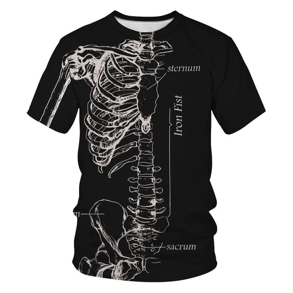 Human Ribcage Polyester Skull T-shirt