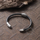 Icelandic Magic Symbol Stainless Steel Leather Bracelet