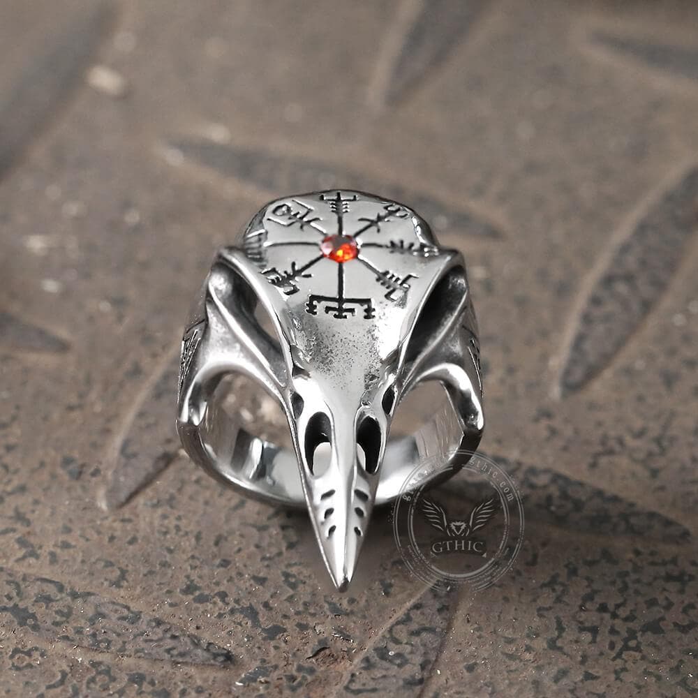 Icelandic Vegvisir Raven Stainless Steel Ring