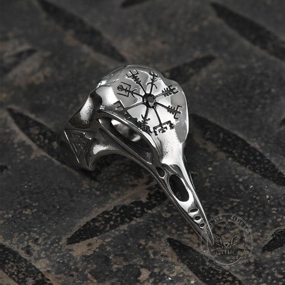 Icelandic Vegvisir Raven Stainless Steel Ring