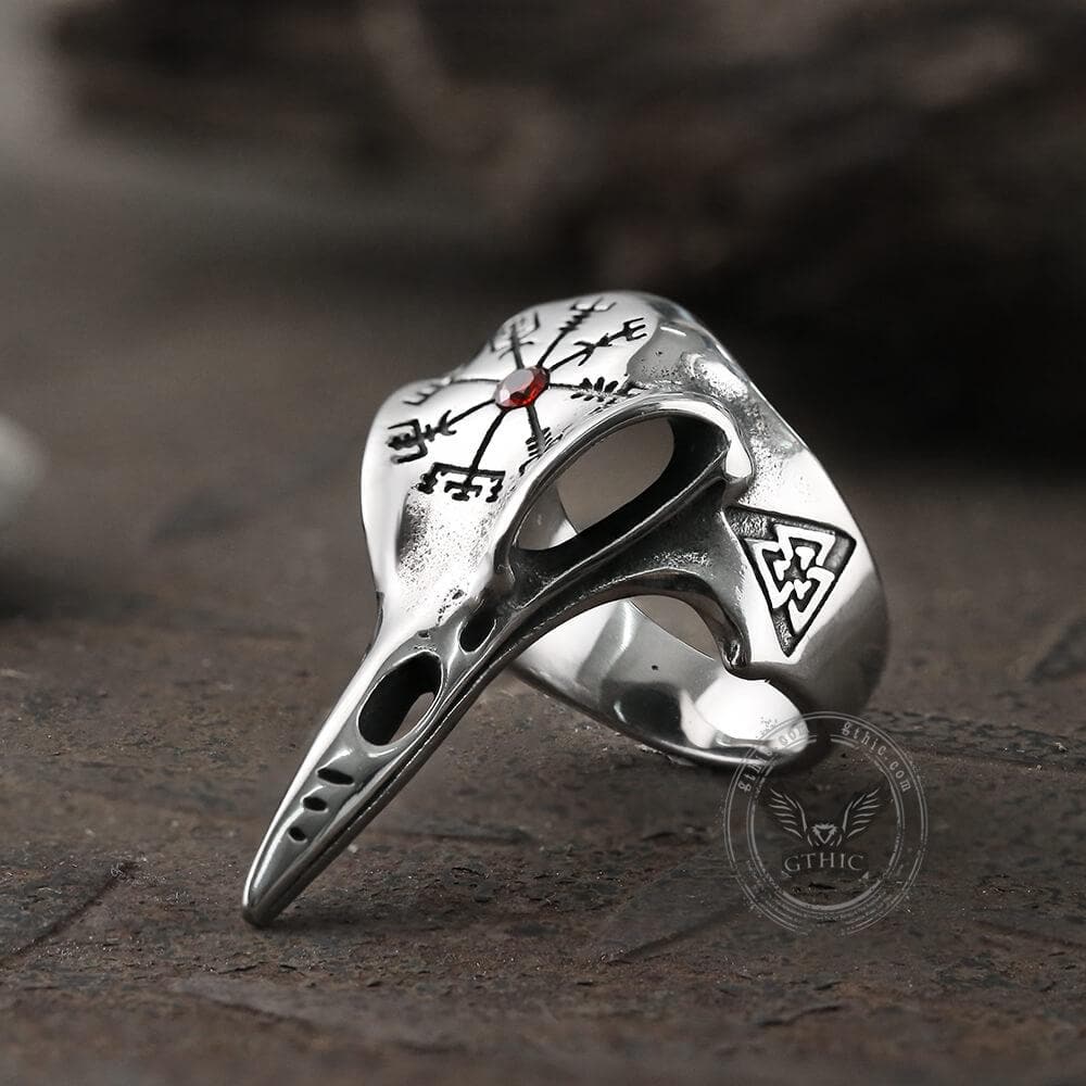 Icelandic Vegvisir Raven Stainless Steel Ring