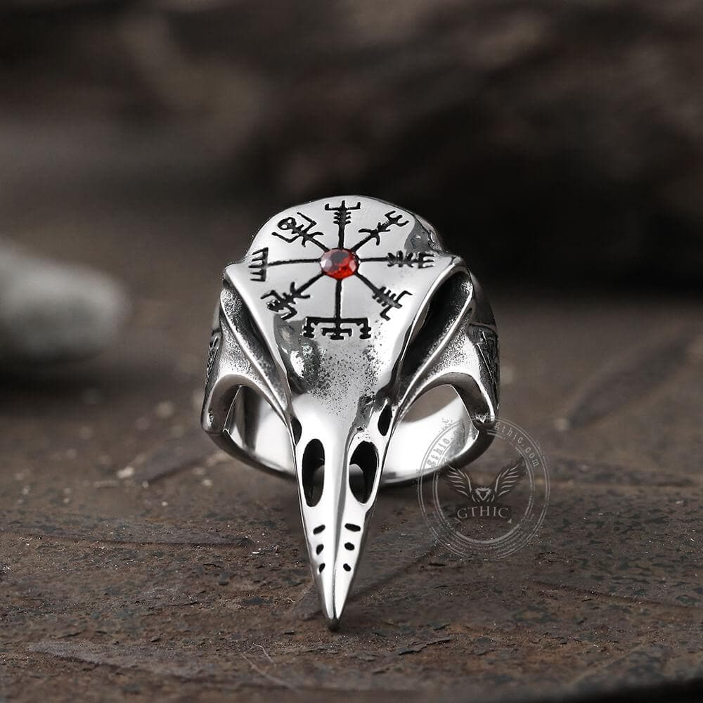 Icelandic Vegvisir Raven Stainless Steel Ring