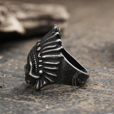 Indian Chief Stainless Steel Skull Ring04 | Gthic.com