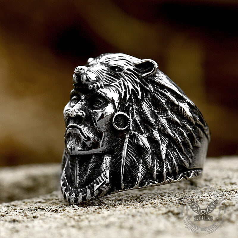 Indian Chief Stainless Steel Tribal Ring