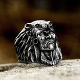 Indian Chief Stainless Steel Tribal Ring 01 | Gthic.com