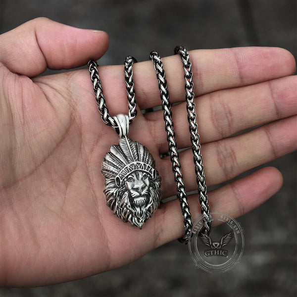 Indian Lion King Pure Tin Necklace | Gthic.com