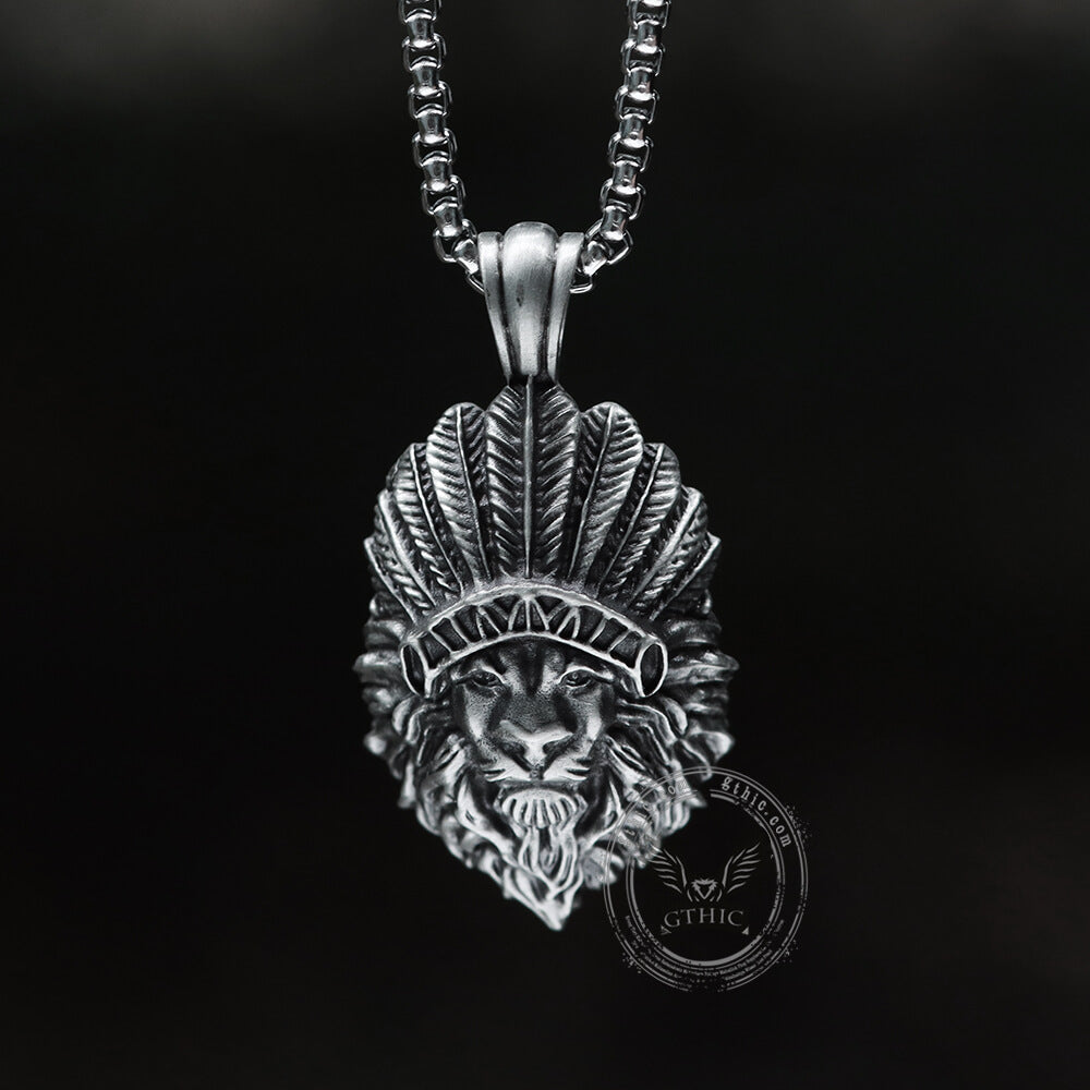Indian Lion King Pure Tin Necklace | Gthic.com