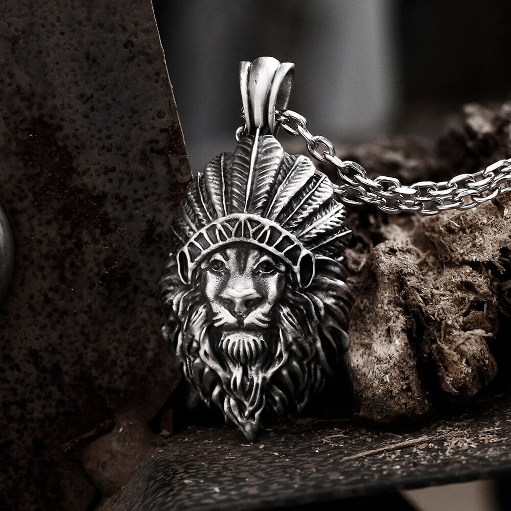 Indian Lion King Pure Tin Necklace | Gthic.com