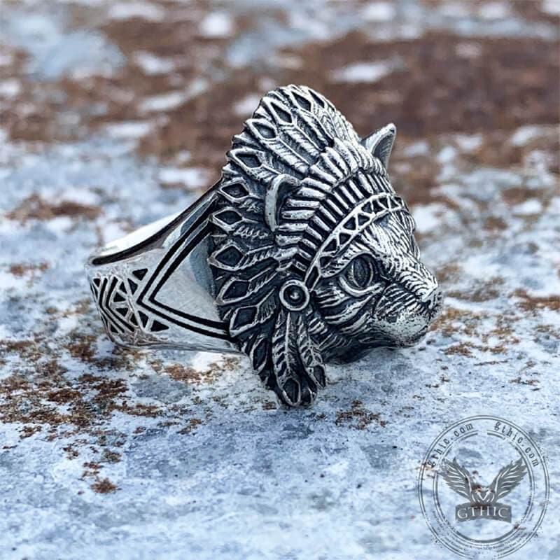 Indian Native Cat Sterling Silver Ring | Gthic.com