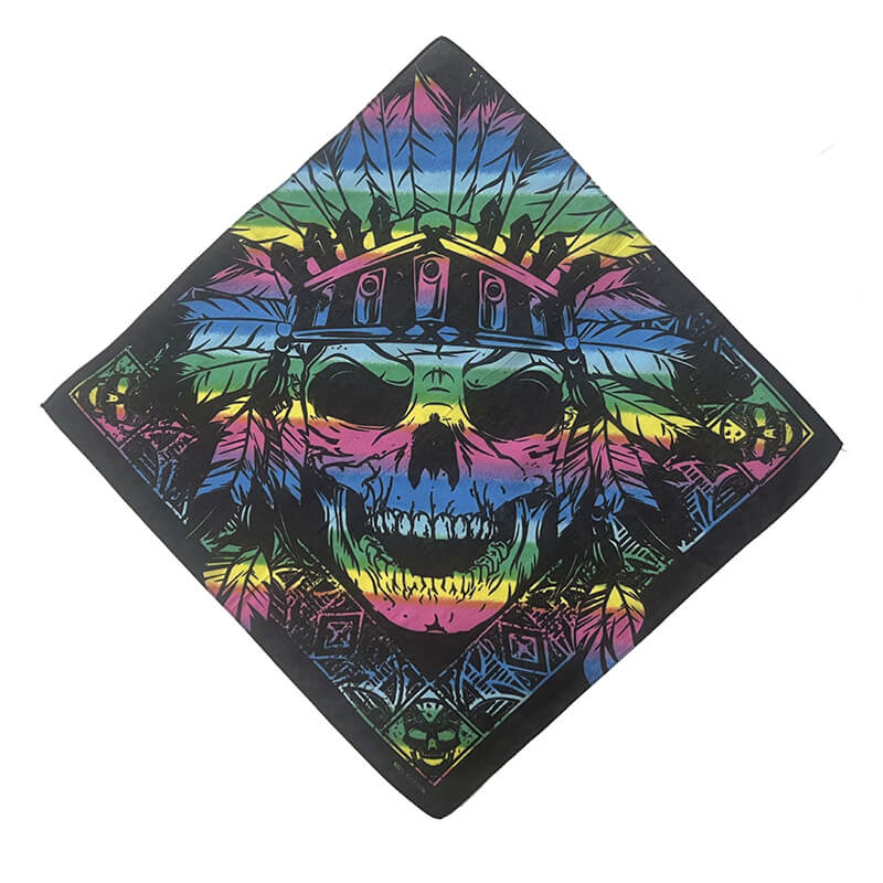 Indian Skull Cotton Square Scarf