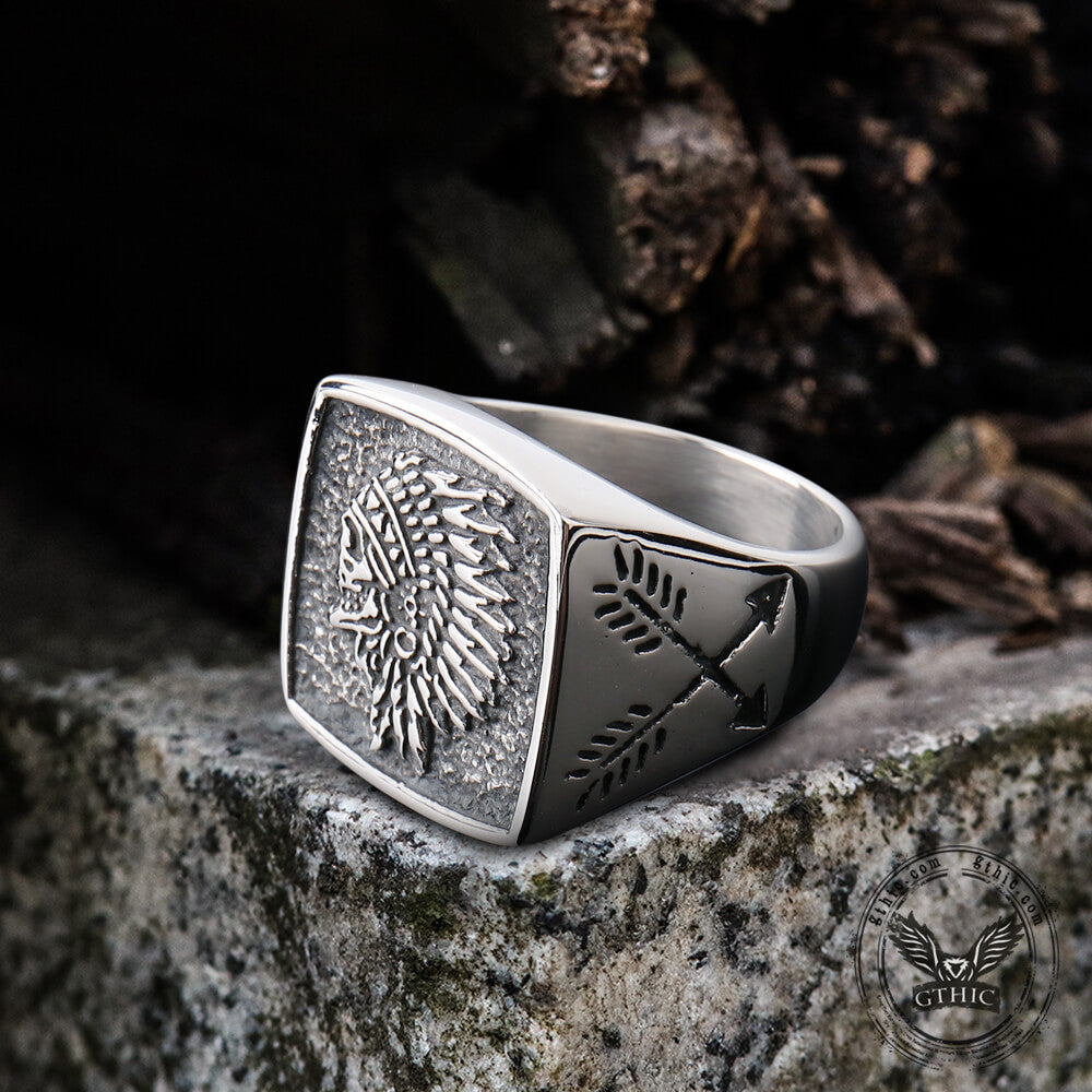 Indian Stainless Steel Skull Ring 03 | Gthic.com