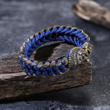 Indiase krijger messing schedel paracord armband