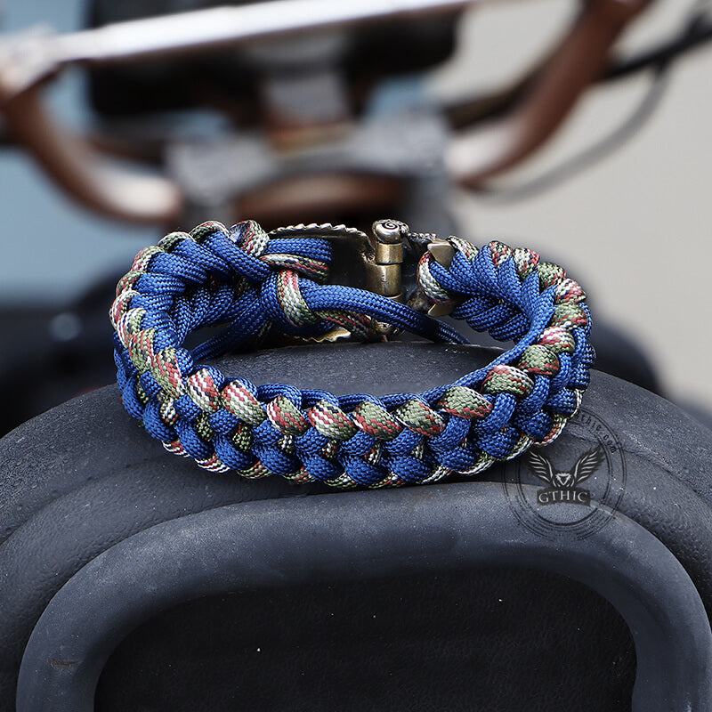 Indiase krijger messing schedel paracord armband