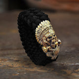 Indian Warrior Brass Skull Paracord Bracelet | Gthic.com