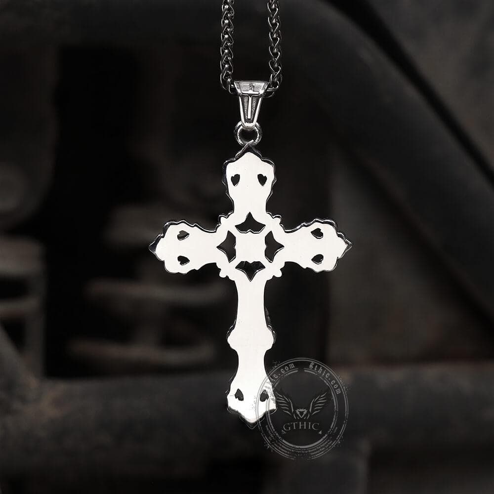 INRI Budded Cross Stainless Steel Pendant