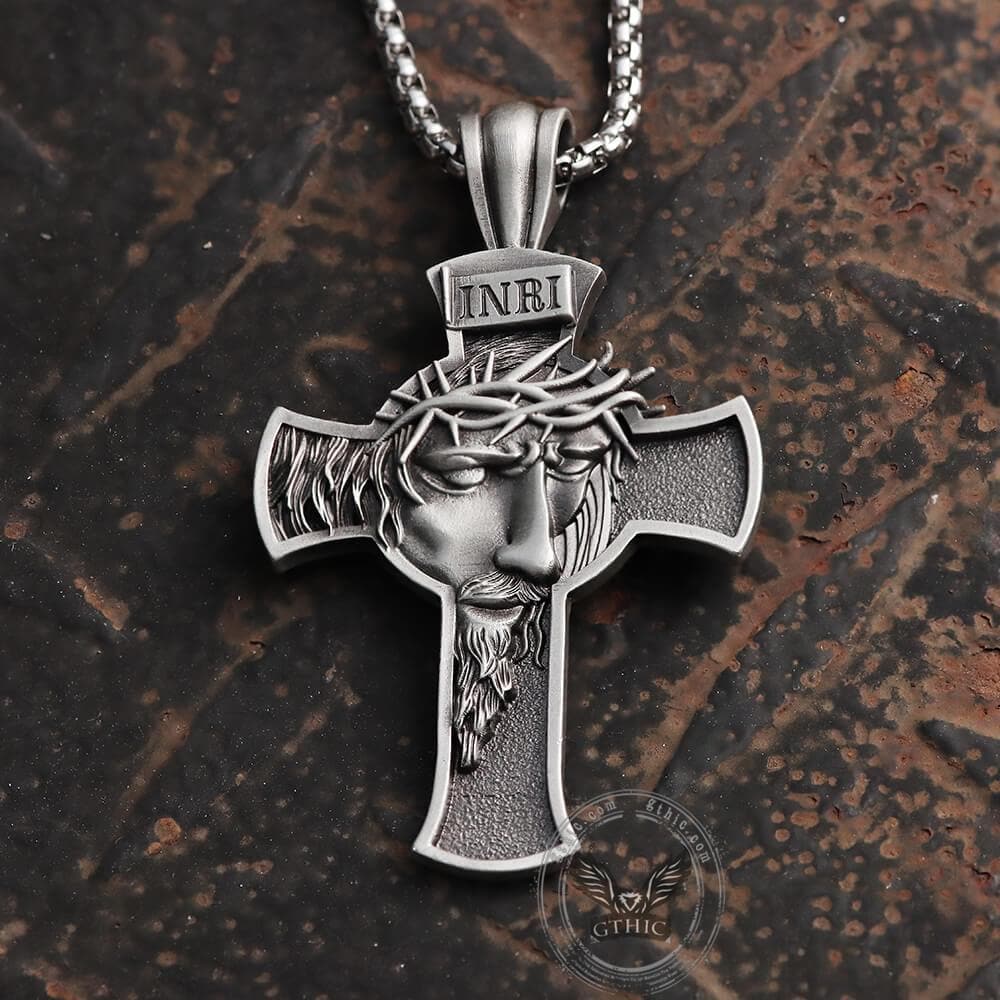 INRI Christian Cross Pure Tin Necklace – GTHIC