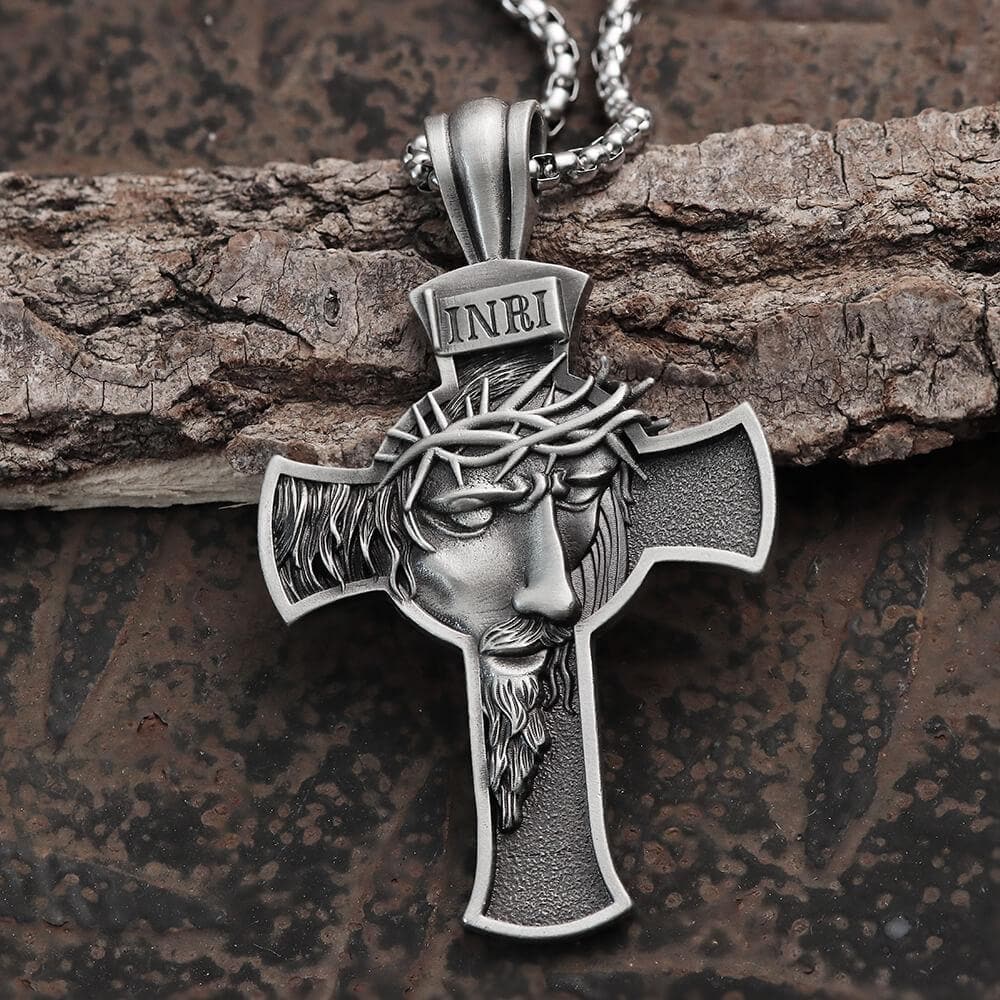 INRI Christian Cross Pure Tin Necklace – GTHIC