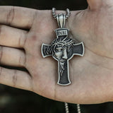 INRI Christian Cross Pure Tin Necklace 02 | Gthic.com