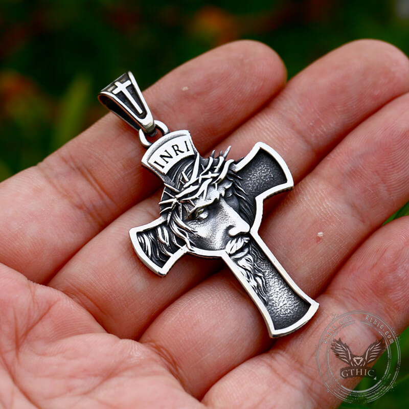 Shiv Jagdamba Jesus Crucifix Cross Necklace Religious INRI Cross with 24