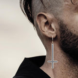 Inverted Cross Sterling Silver Earrings 02 | Gthic.com