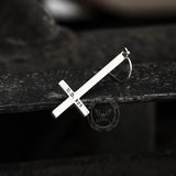 Inverted Cross Sterling Silver Earrings | Gthic.com