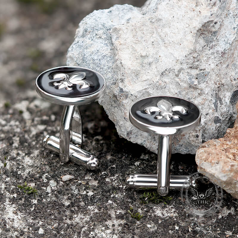 Iris Design Round Shaped Copper Cufflinks | Gthic.com