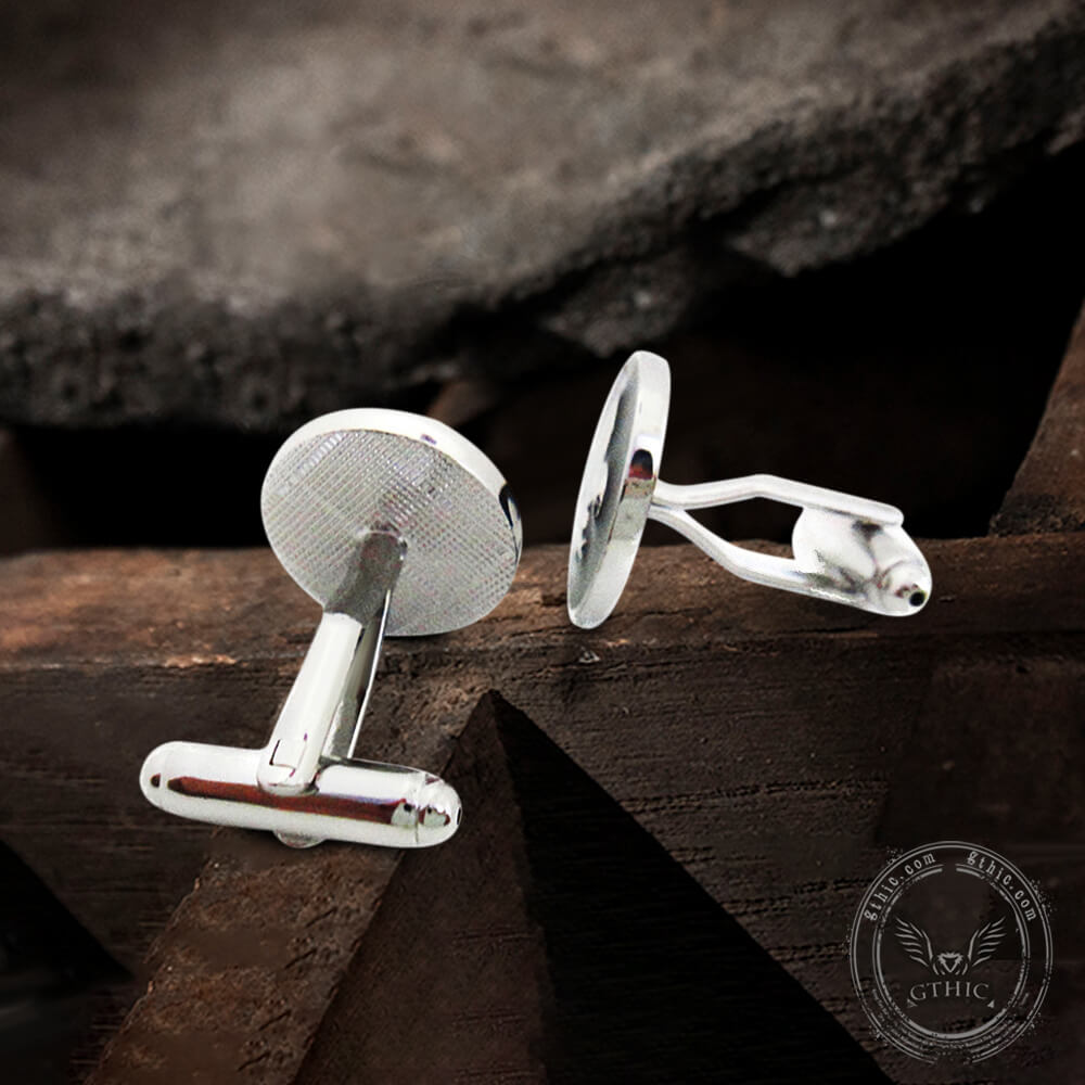 Iris Design Round Shaped Copper Cufflinks 02 | Gthic.com
