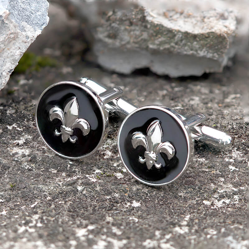 Iris Design Round Shaped Copper Cufflinks | Gthic.com