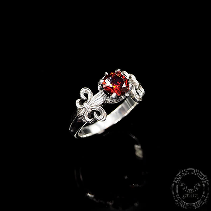 Iris Inlaid Gemstone Sterling Silver Crown Engagement Ring | Gthic.com