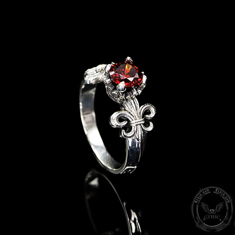 Iris Inlaid Gemstone Sterling Silver Crown Engagement Ring | Gthic.com