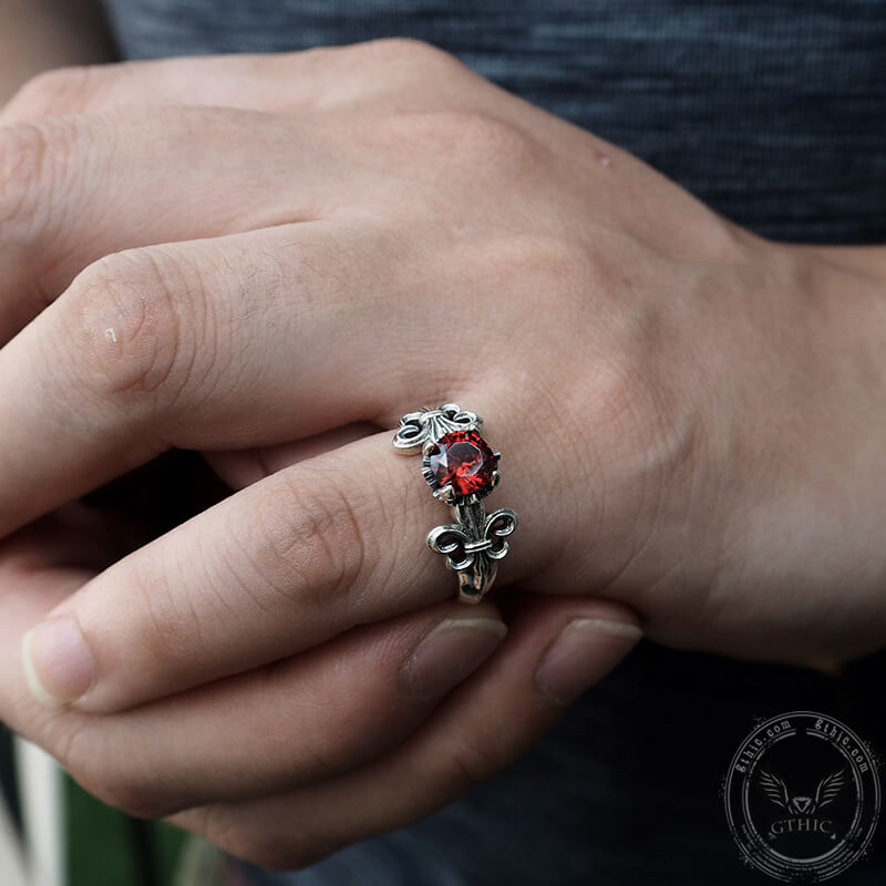 Iris Inlaid Gemstone Sterling Silver Crown Engagement Ring | Gthic.com