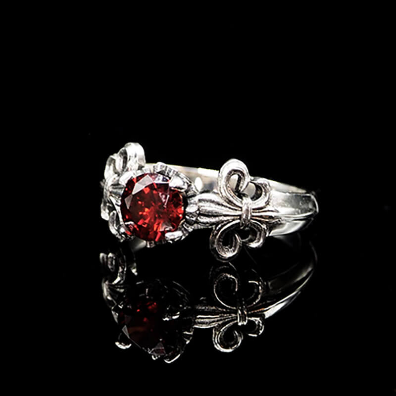 Iris Inlaid Gemstone Sterling Silver Crown Engagement Ring | Gthic.com