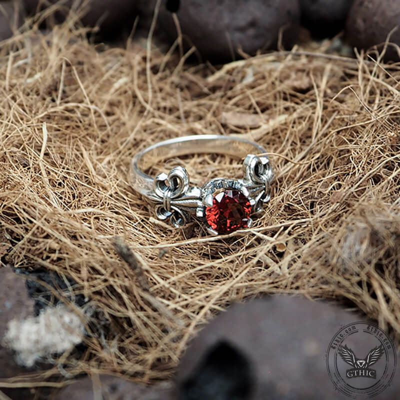 Iris Inlaid Gemstone Sterling Silver Crown Engagement Ring | Gthic.com