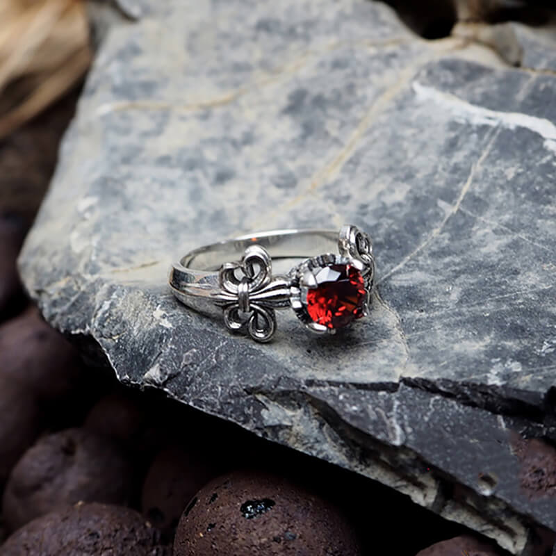 Iris Inlaid Gemstone Sterling Silver Crown Engagement Ring | Gthic.com