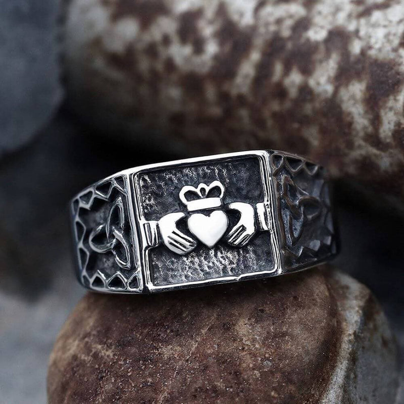 Irish Claddagh Stainless Steel Celtic Knots Ring | Gthic.com