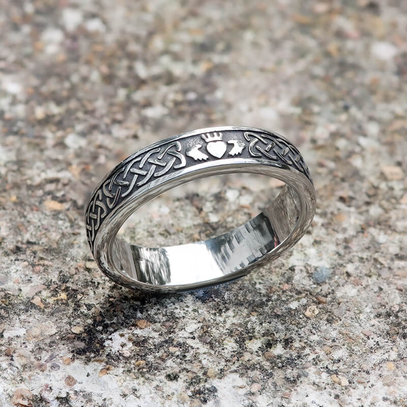 Clover Ring, Shamrock Ring, Irish Ring, Saint Patrick Silver Tungsten Ring,  Silver Clover Tungsten Band, Shamrock Tungsten Wedding Ring, Silver Wedding  Ring