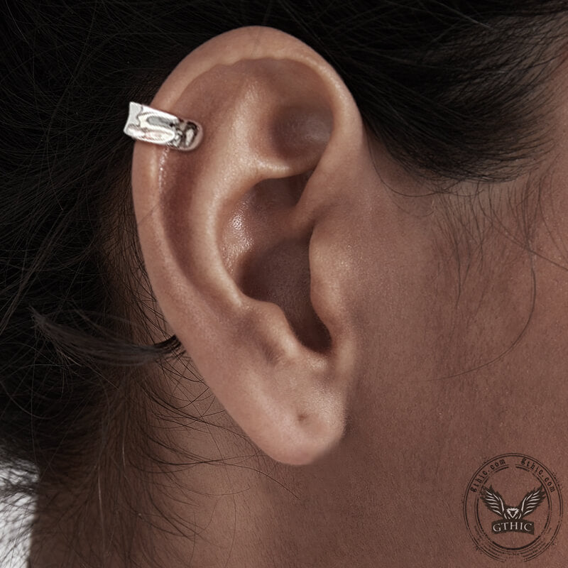Irregular Geometric Sterling Silver Ear Clips | Gthic.com