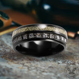 Irregular Texture Titanium CZ Stone Ring | Gthic.com