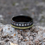 Irregular Texture Titanium CZ Stone Ring | Gthic.com