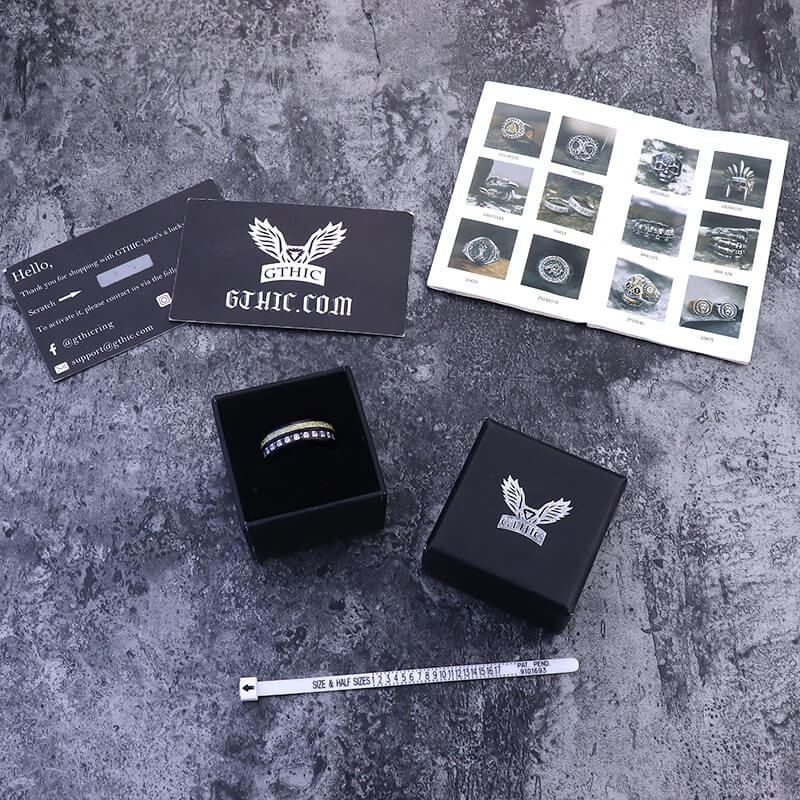 Irregular Texture Titanium CZ Stone Ring