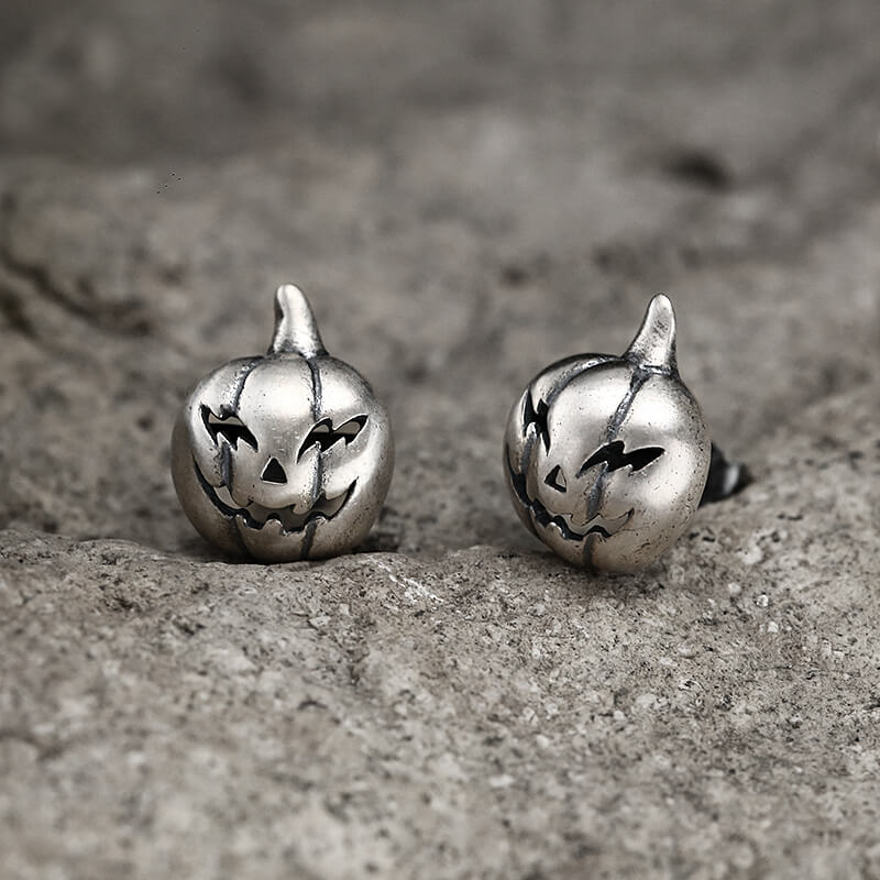 Jack-O'-Lantern Sterling Silver Stud Earrings | Gthic.com