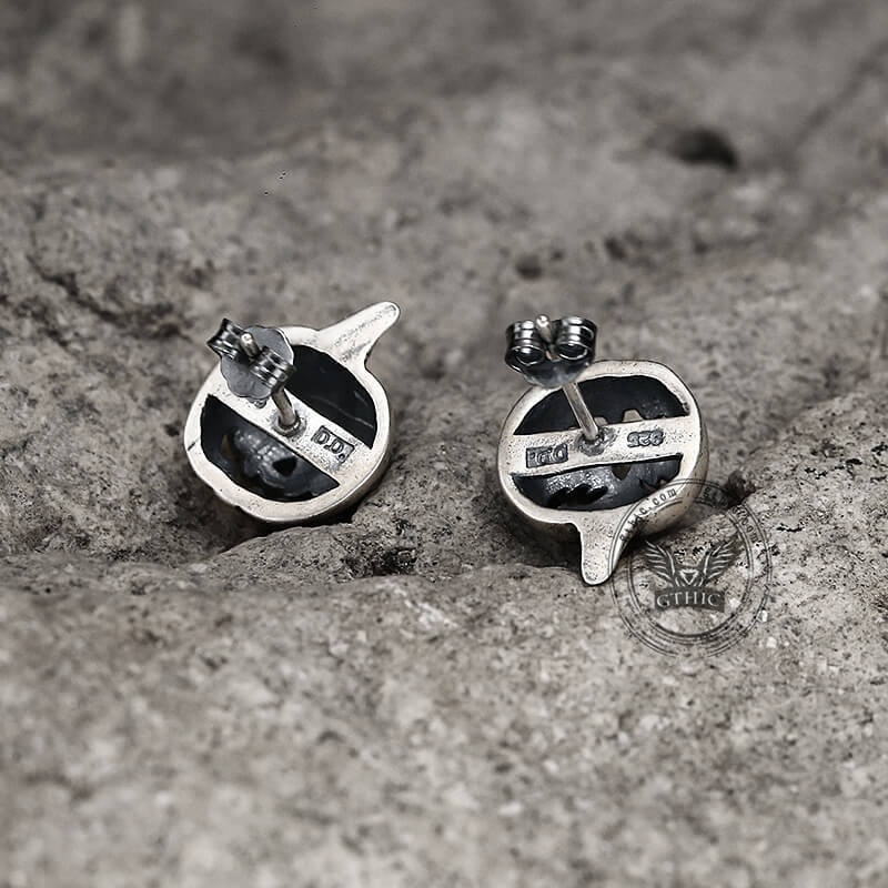 Jack-O'-Lantern Sterling Silver Stud Earrings