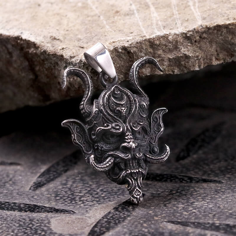 Japanese Demon Oni Stainless Steel Pendant | Gthic.com