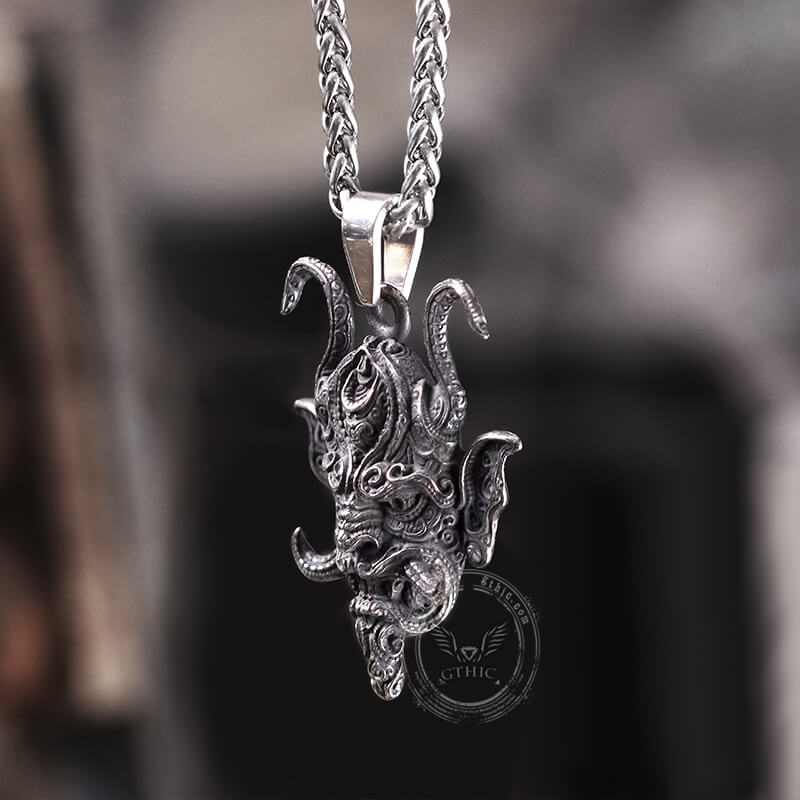 Japanese Demon Oni Stainless Steel Pendant | Gthic.com